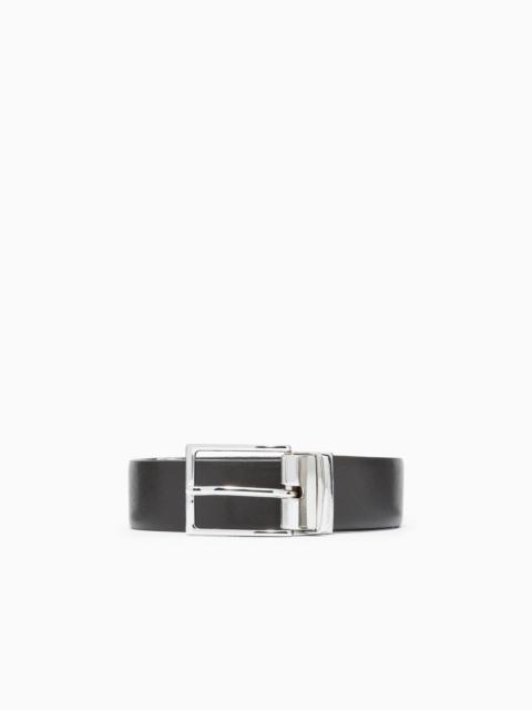 EMPORIO ARMANI REVERSIBLE SAFFIANO LEATHER BELT