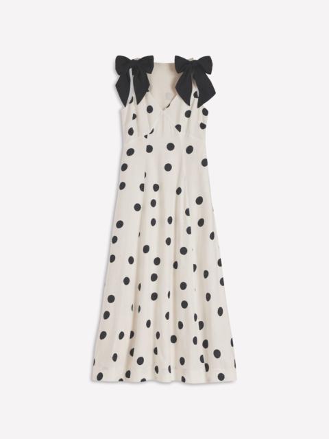 BODEN Bow Detail Empire Dress-Ivory Painted Dot Spaced