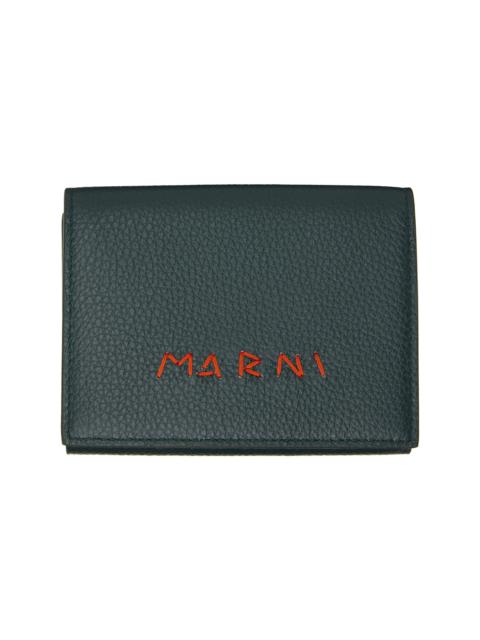 Marni Green 'Marni Mending' Leather Trifold Wallet