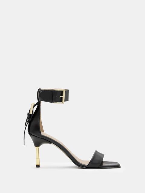 ALLSAINTS NOIR LEATHER BUCKLE HEELS
