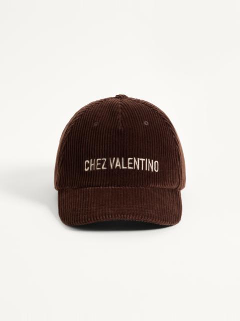 Valentino CHEZ VALENTINO VELVET BASEBALL CAP WITH EMBROIDERY