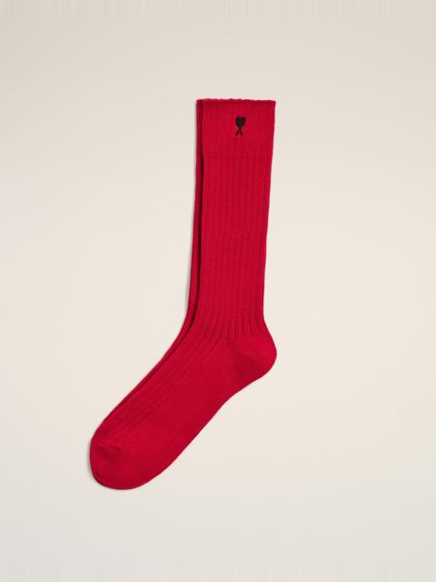 AMI Paris RED COTTON SOCKS WITH AMI DE COEUR