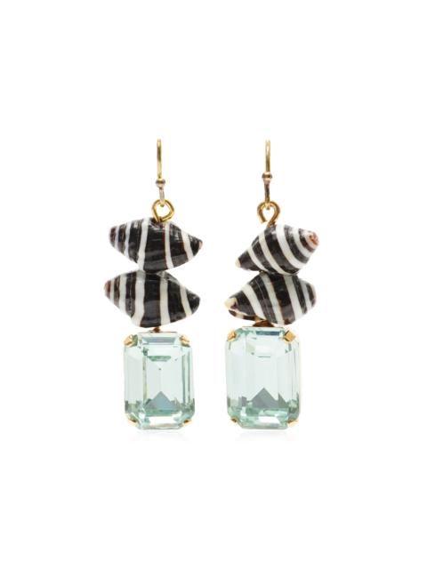 Jennifer Behr Aiden Shell, Crystal Earrings green