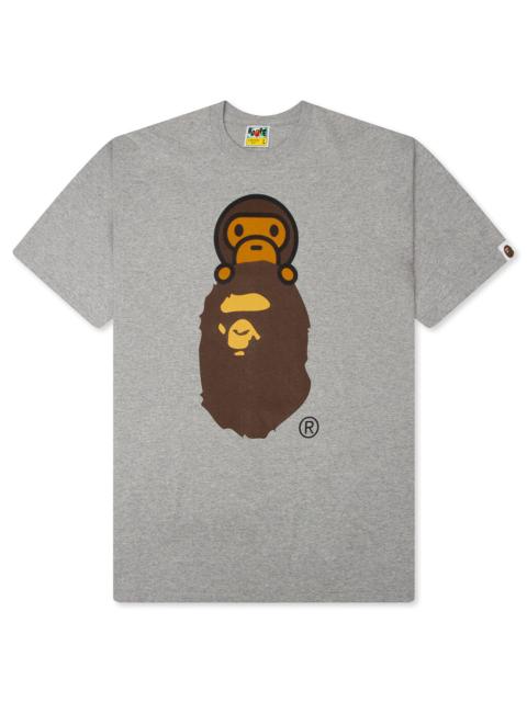 A BATHING APE® MILO ON APE HEAD TEE - GRAY
