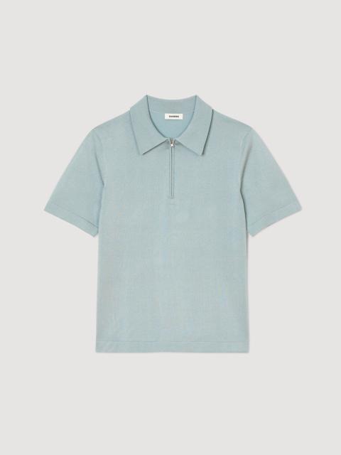 Sandro KNITTED POLO SHIRT WITH ZIP COLLAR