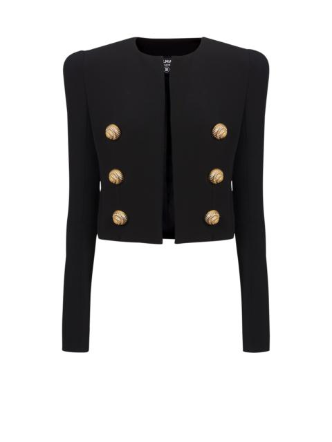 Buttoned cropped crepe jacket