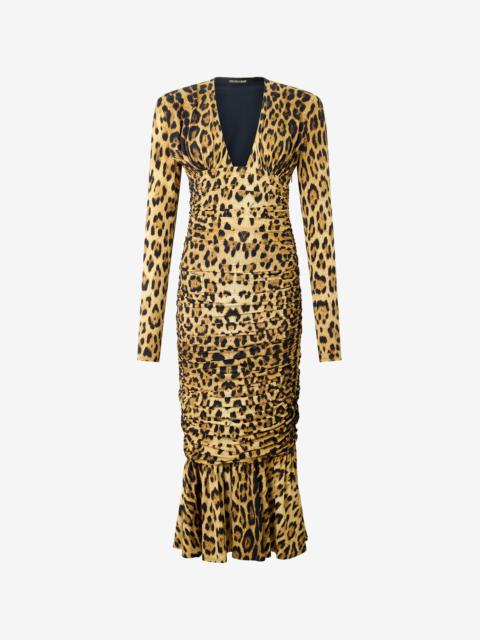 Roberto Cavalli Midi Dress With Jaguar Skin Print