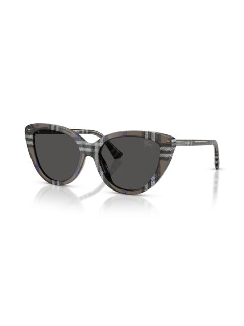 burberry 55mm Cat Eye Sunglasses in Check Lichen/dark Grey at Nordstrom