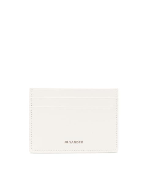 logo-embossed leather card holder