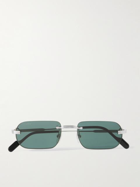 Cartier Première De Cartier Square-Frame Rimless Acetate and Silver-Tone Sunglasses