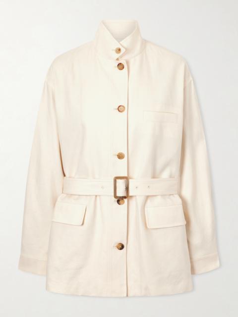 Loro Piana Lismore Belted Linen And Wool-blend Jacket