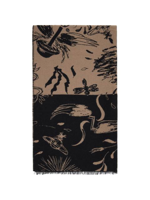 Vivienne Westwood Black & Beige Check Board Stole Scarf