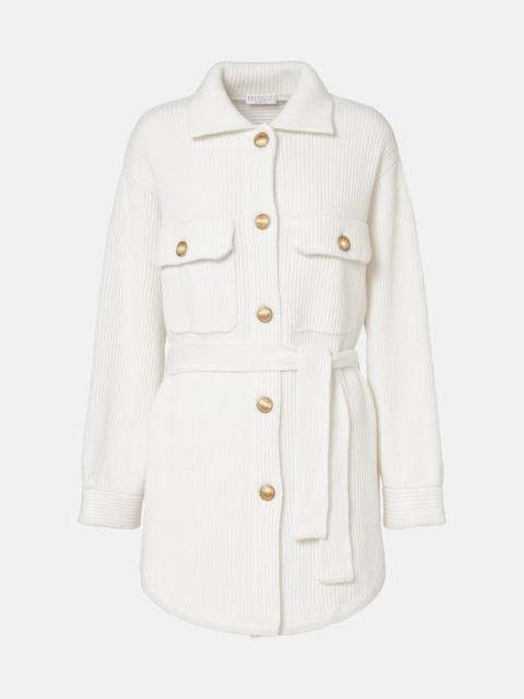 Brunello Cucinelli Belted wool, cashmere, and silk cardigan