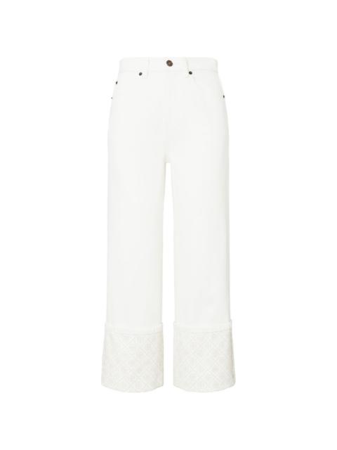 TORY BURCH contrast-cuff straight-leg jeans