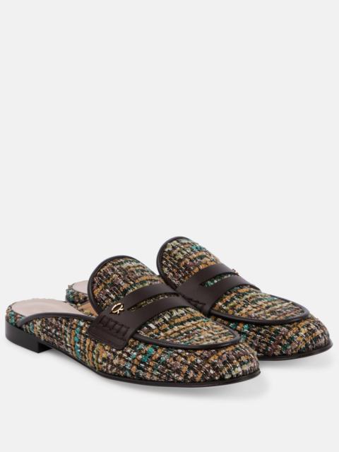 Gianvito Rossi Leather-trimmed tweed mules