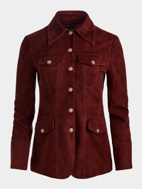 Alice + Olivia Dorothie Suede Single-Breasted Blazer