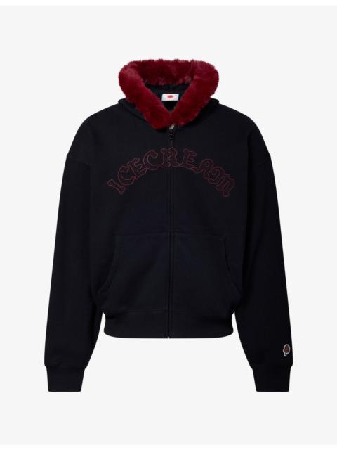 ICECREAM Gothic Faux-Fur Cotton Hoodie