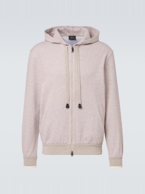 Brioni Cotton-blend zip-up hoodie