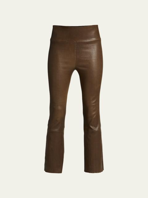 SPRWMN High-Waist Flare-Leg Cropped Leather Leggings