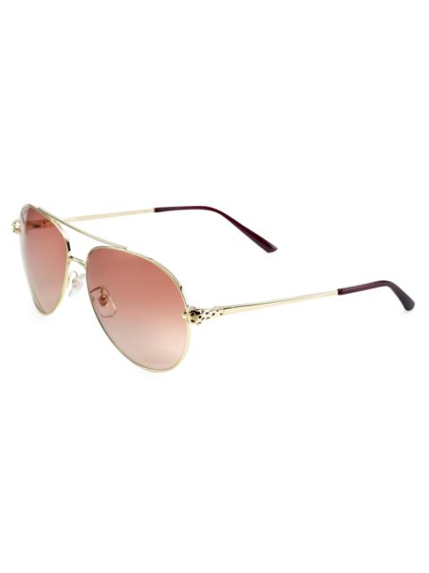 Cartier Women's 61MM Aviator Sunglasses - Gold