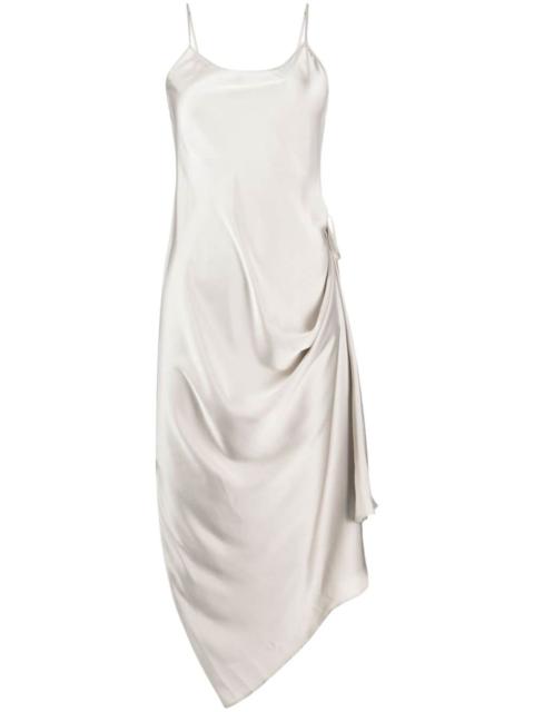 asymmetric satin slip dress