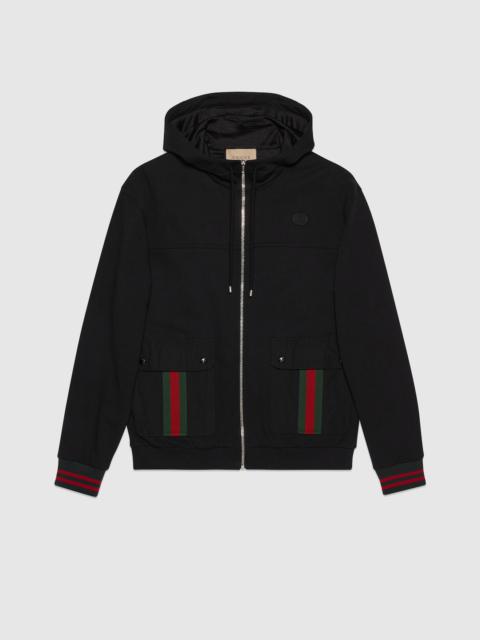 GUCCI Cotton jersey hooded jacket with Web