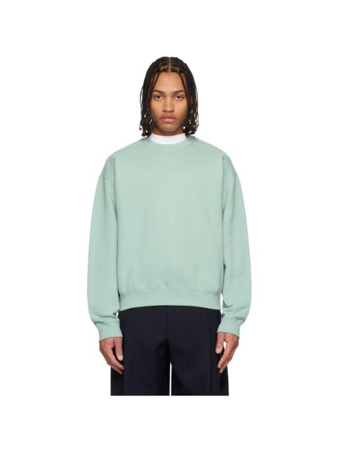 Jil Sander Blue Cotton Terry Crew-Neck Sweatshirt