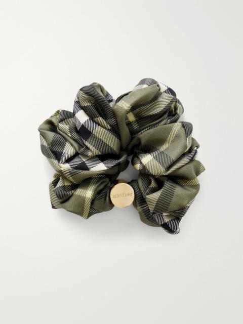 Burberry Checked silk scrunchie Forest green