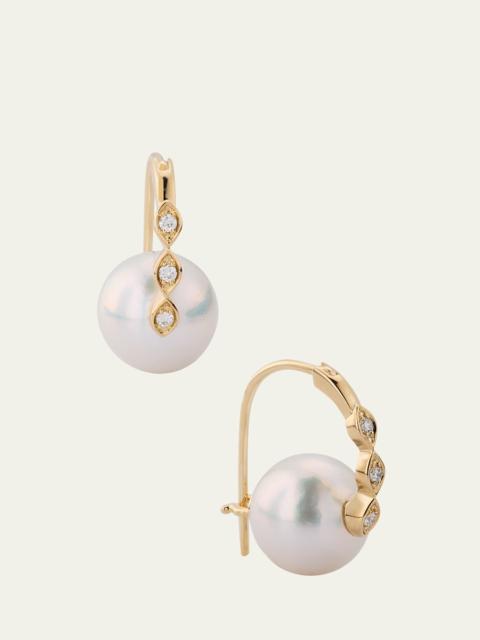 SYDNEY EVAN 14K Gold & Diamond Marquise Eye Pearl Earrings