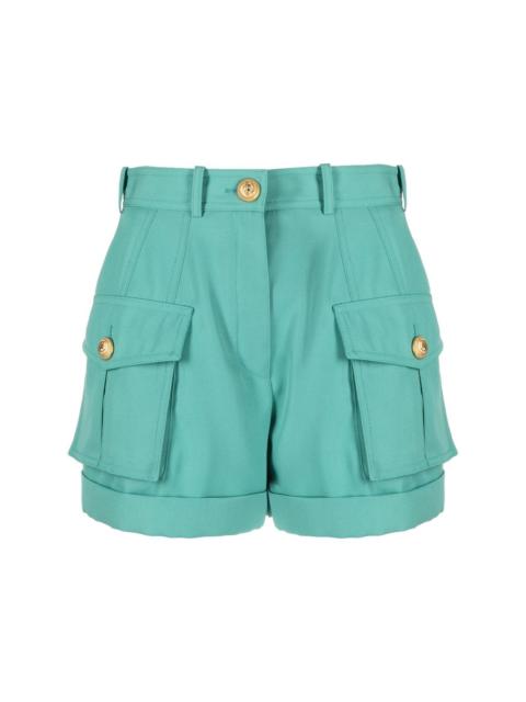 high-waisted flap-pocket shorts