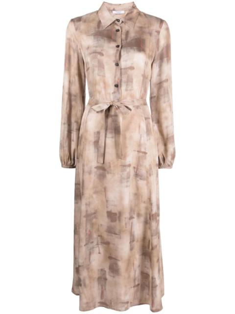 PESERICO button-up belted midi dress