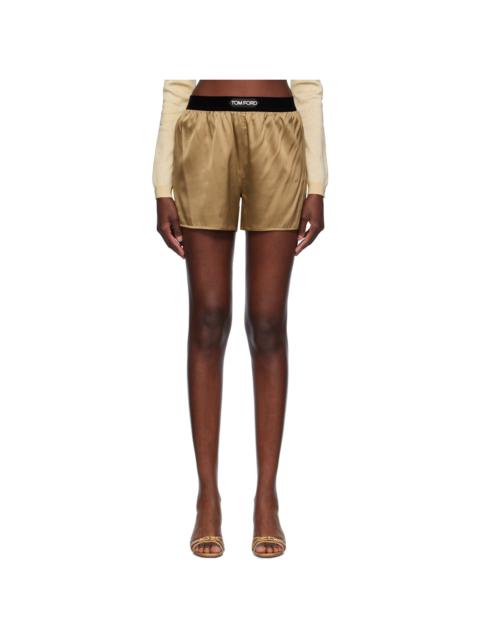 Tan Stretch Silk Boxer Shorts