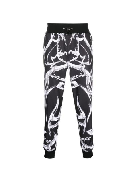 Chrome abstract-pattern track pants