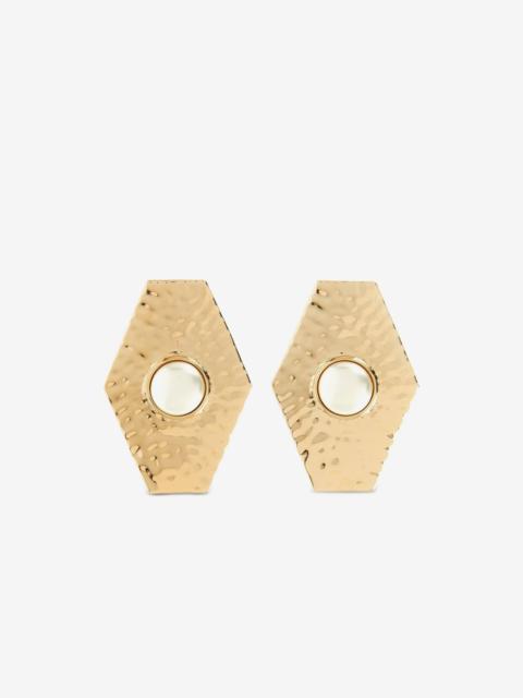 self-portrait large hammered pearl geometric earrings