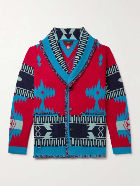 Alanui Icon Shawl-Collar Cashmere and Linen-Blend Jacquard Cardigan