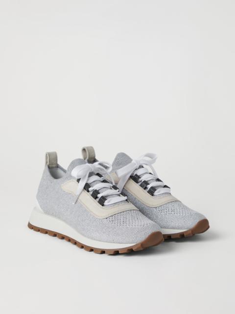 Brunello Cucinelli Sparkling cotton knit runners with shiny eyelets