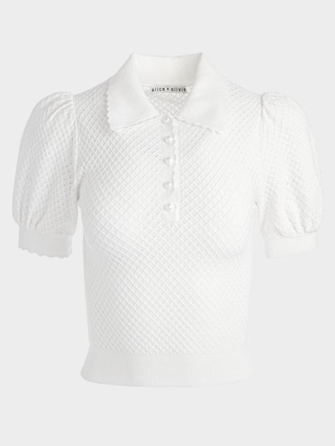 Alice + Olivia Ramona Pointelle Polo