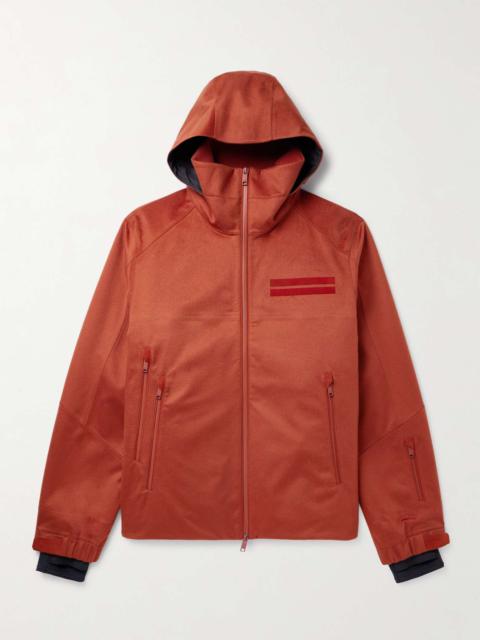 Convertible Leather-Trimmed Cashmere Down Hooded Ski Jacket