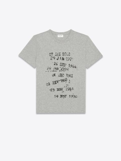SAINT LAURENT "archive dates" t-shirt in heathered jersey