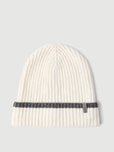 Brunello Cucinelli Cashmere English rib knit beanie with monili