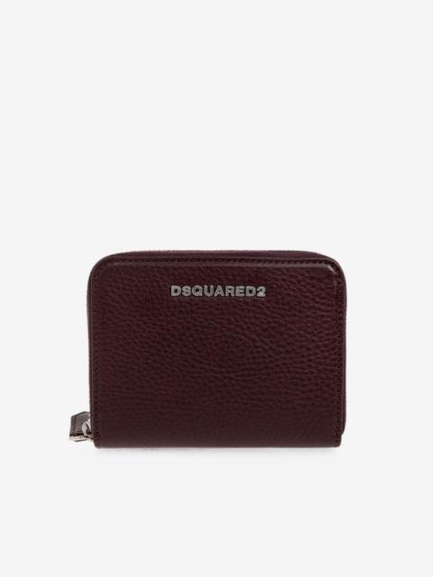 DSQUARED2 logo-plaque pebbled-leather wallet
