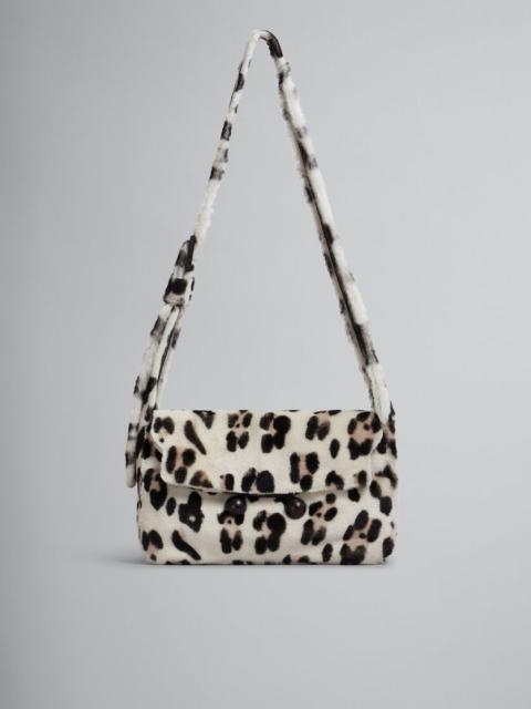 Marni SHEARLING ANIMAL PRINT TRUNKAROO SOFT MEDIUM SHOULDER BAG