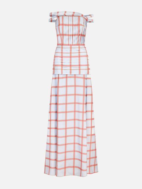 EMILIA WICKSTEAD Estella Dress In Blue & Pink Check Silk Twill