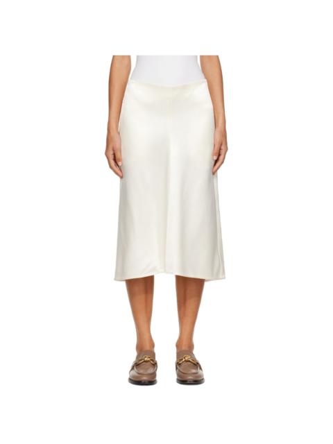 Bottega Veneta White Shiny Cupro Midi Skirt