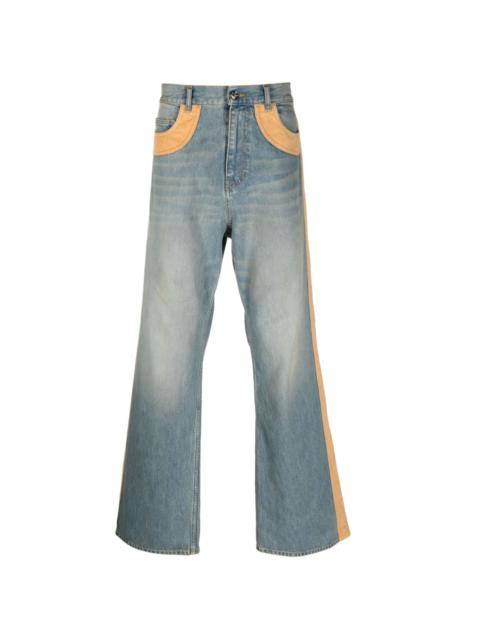 BLUEMARBLE velvet-panelling mid-rise bootcut jeans