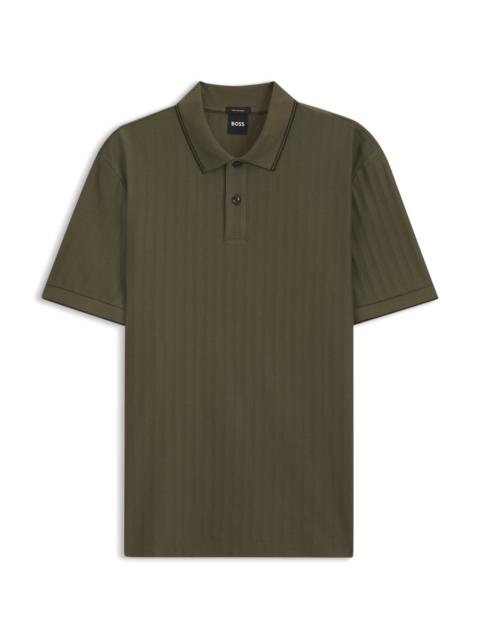 BOSS STRIPED COTTON POLO SHIRT WITH TIPPING