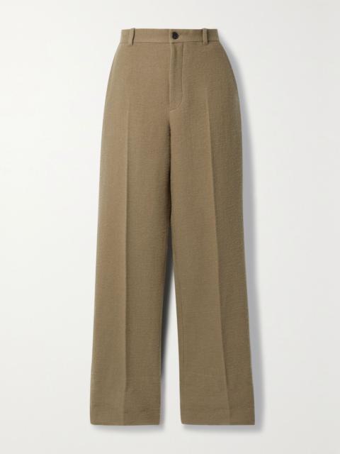 The Row Gustavo brushed wool-blend straight-leg pants Light brown