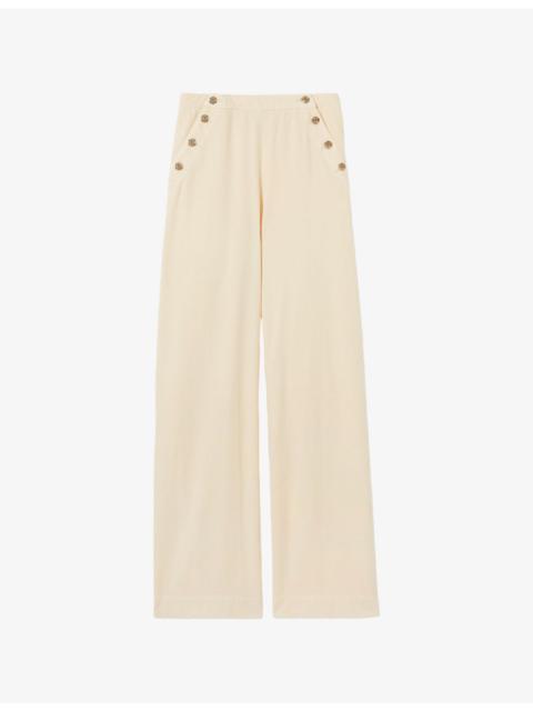 Claudie Pierlot Button-Up Wide-Leg Mid-Rise Denim Jeans