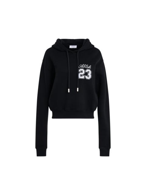 Off-White OW 23 Embroidered Cropped Hoodie in Black/White