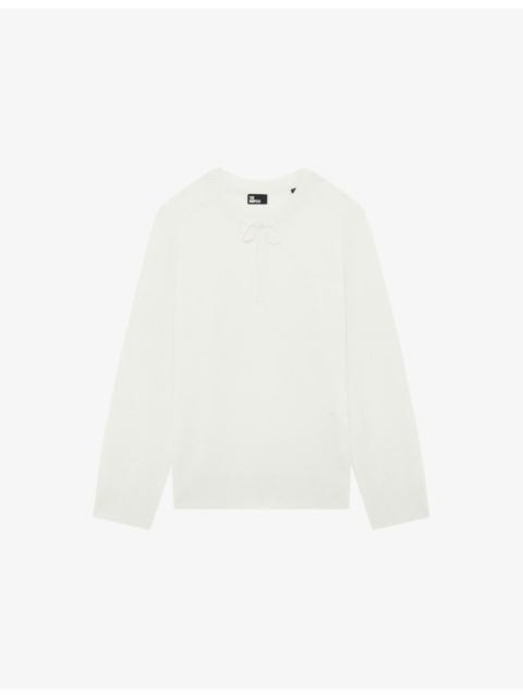 The Kooples Round-Neck Bow-Embellished Cashmere-Blend Jumper